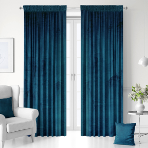 ZÁCLONY NA PÁSE 140X250 HOLLAND VELVET CHLADNÝ TMAVĚ MODRÝ